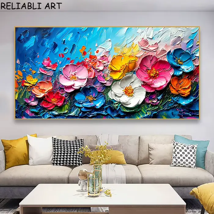 Affiche et imprimés de fleurs colorées, peinture à l'huile, impression moderne sur toile, Art mural 