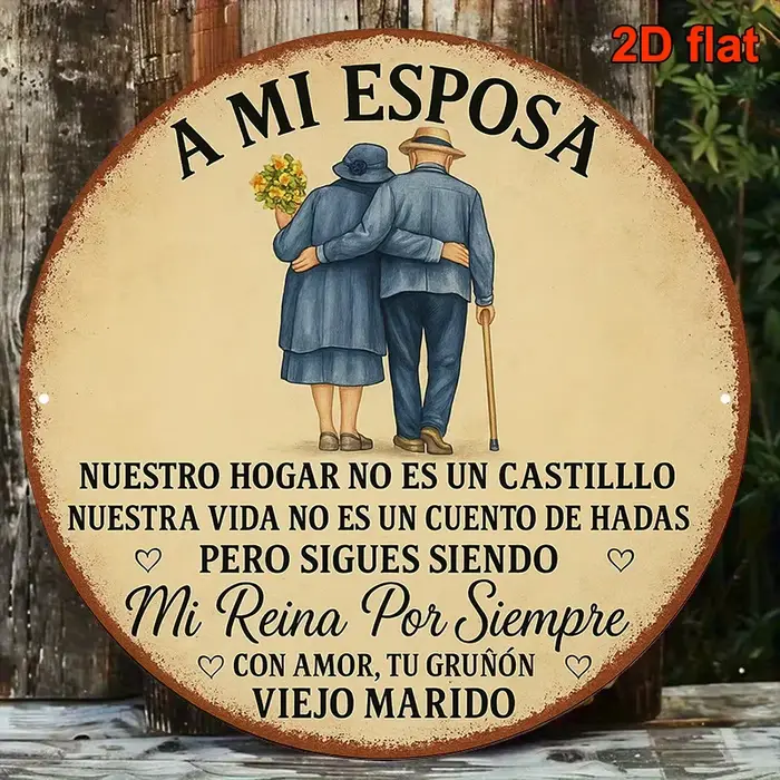 Plaque d'amour espagnole Vintage plate 2D, 1 pièce, décoration de femme avec "Mi Esposa", Design de