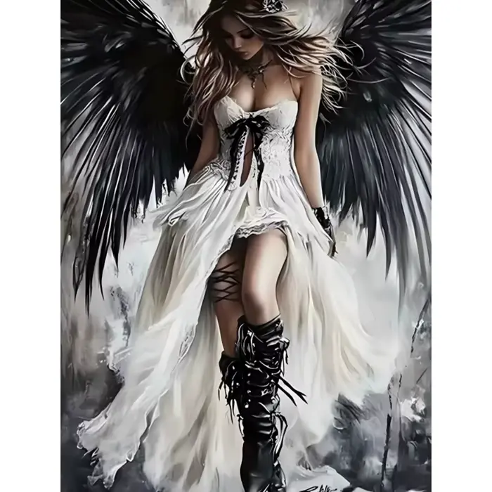 Peinture à l'huile numérique style gothique Dark Angel par numéros sur toile, décoration intérieure