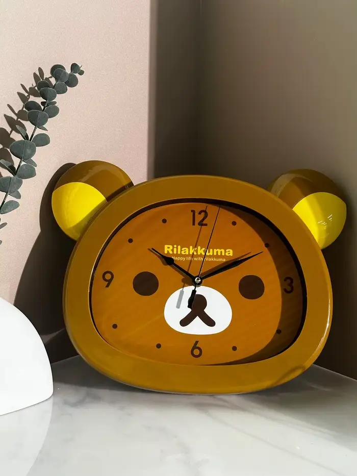 Horloge Murale à Quartz de Dessin Animé Rilakkumas Ours, Grande, Mignonne, Secondes Muettes, Décorat