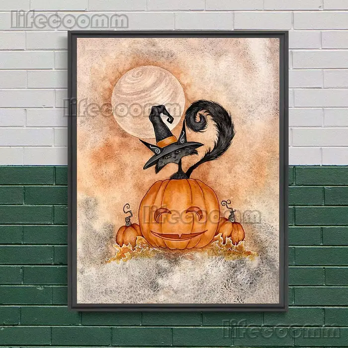 Toile d'art mural Vintage de la dernière pomme et de la sorcière noire, peinture sur toile de sorcières rouges, affiche d'art et impression, décoration de maison sans cadre