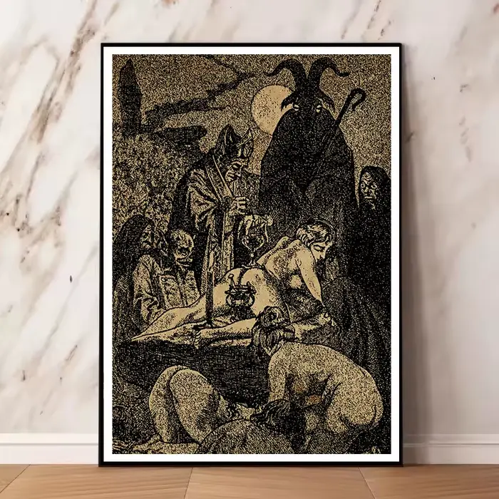 Affiche Vintage de Sorcières Satan et les Démons du Sabbat