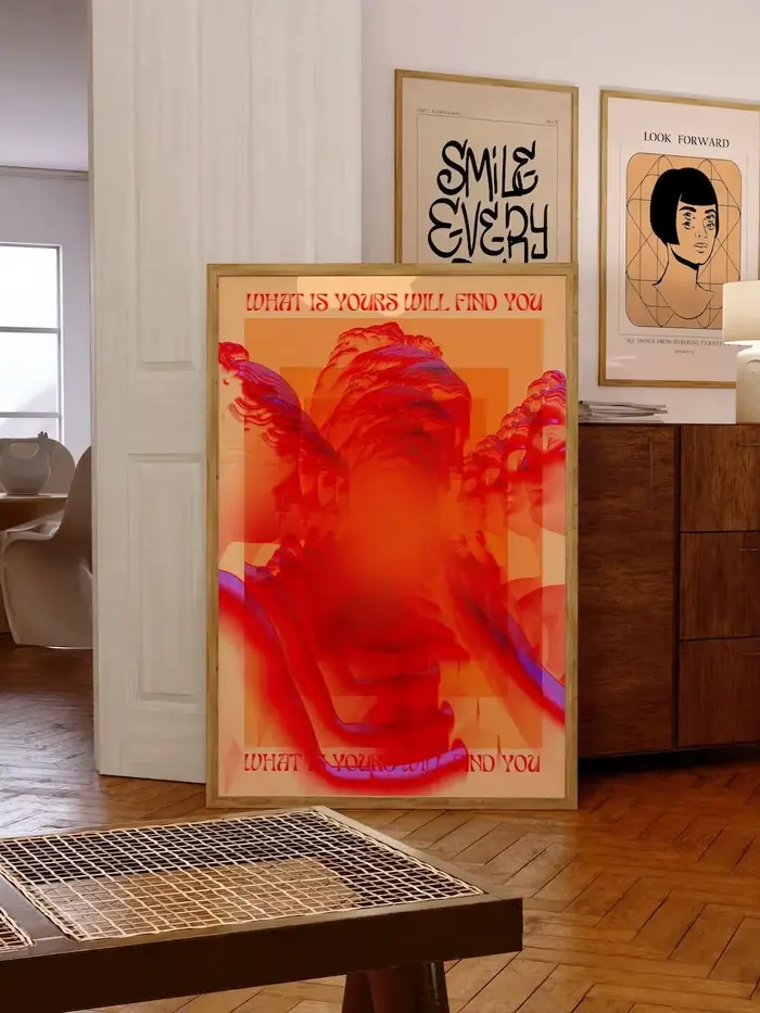 Affiche d'affirmation, affiche des années 70, art mural rouge, art mural tendance, impression hippie