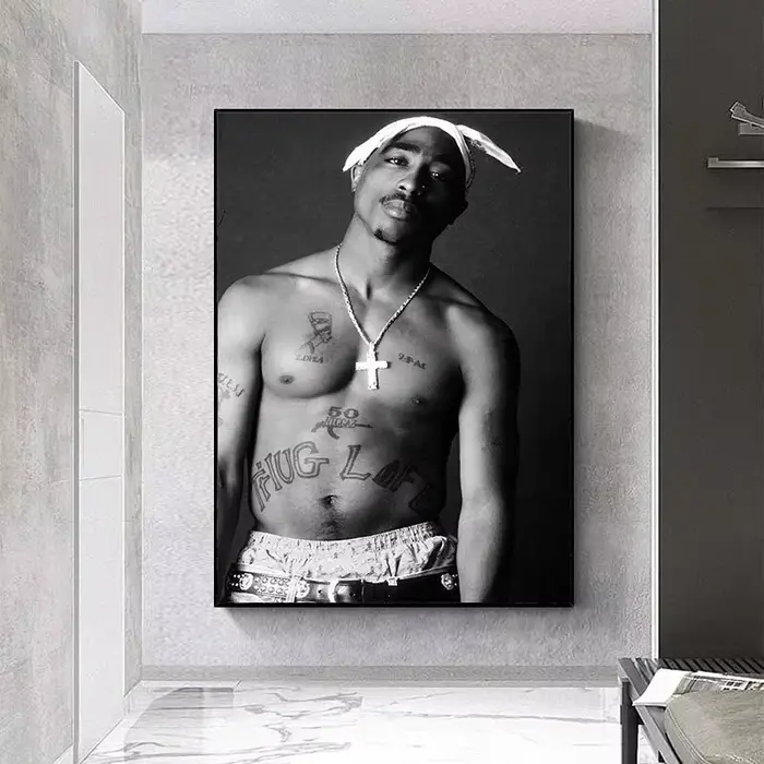 Affiches de rappeur Tupac noir et blanc