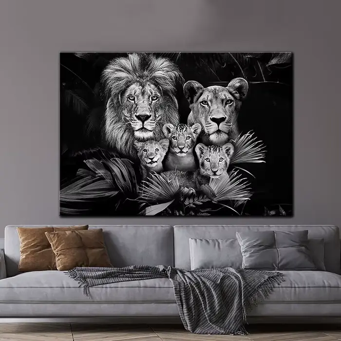 Affiche d'animaux de la famille de Lion