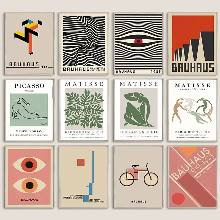 Affiche Murale Abstraite Bauhaus Géométrie Linéaire Matisse