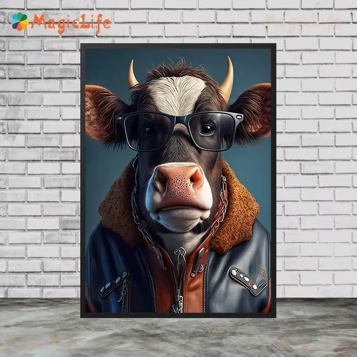 Cool Cow Like A Human Art Poster
