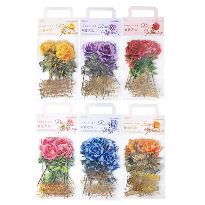 1 paquet/30 autocollants de fleurs de rose grand format 15-20 cm
