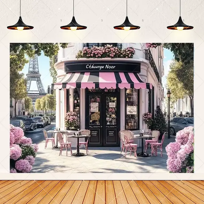 Bannière de fond de Buffet de boutique de café de Paris