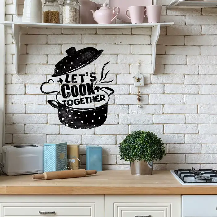 Autocollant mural « Let's Cook Together » pour la décoration de la cuisine