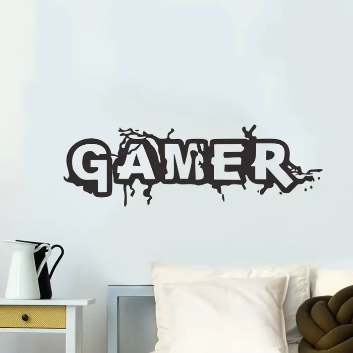 Autocollant mural motif Gamer Crack pour salon