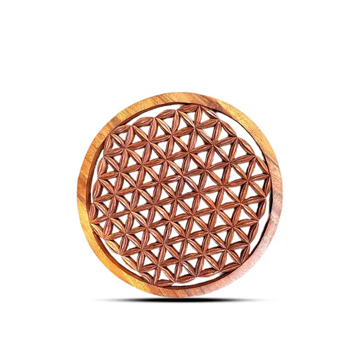 Round Decorative Wooden Flower of Life Panel 30cm