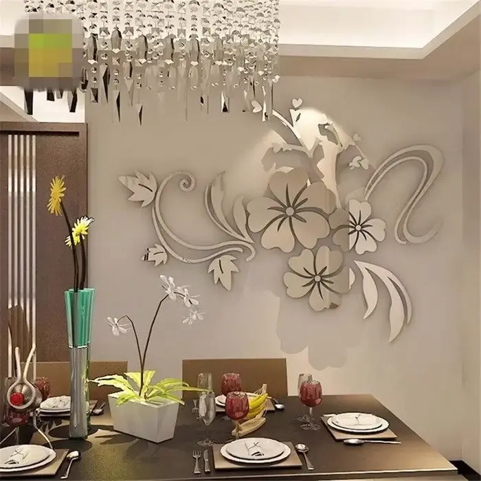 Grandes Décorations Murales Miroir en Forme de Fleurs