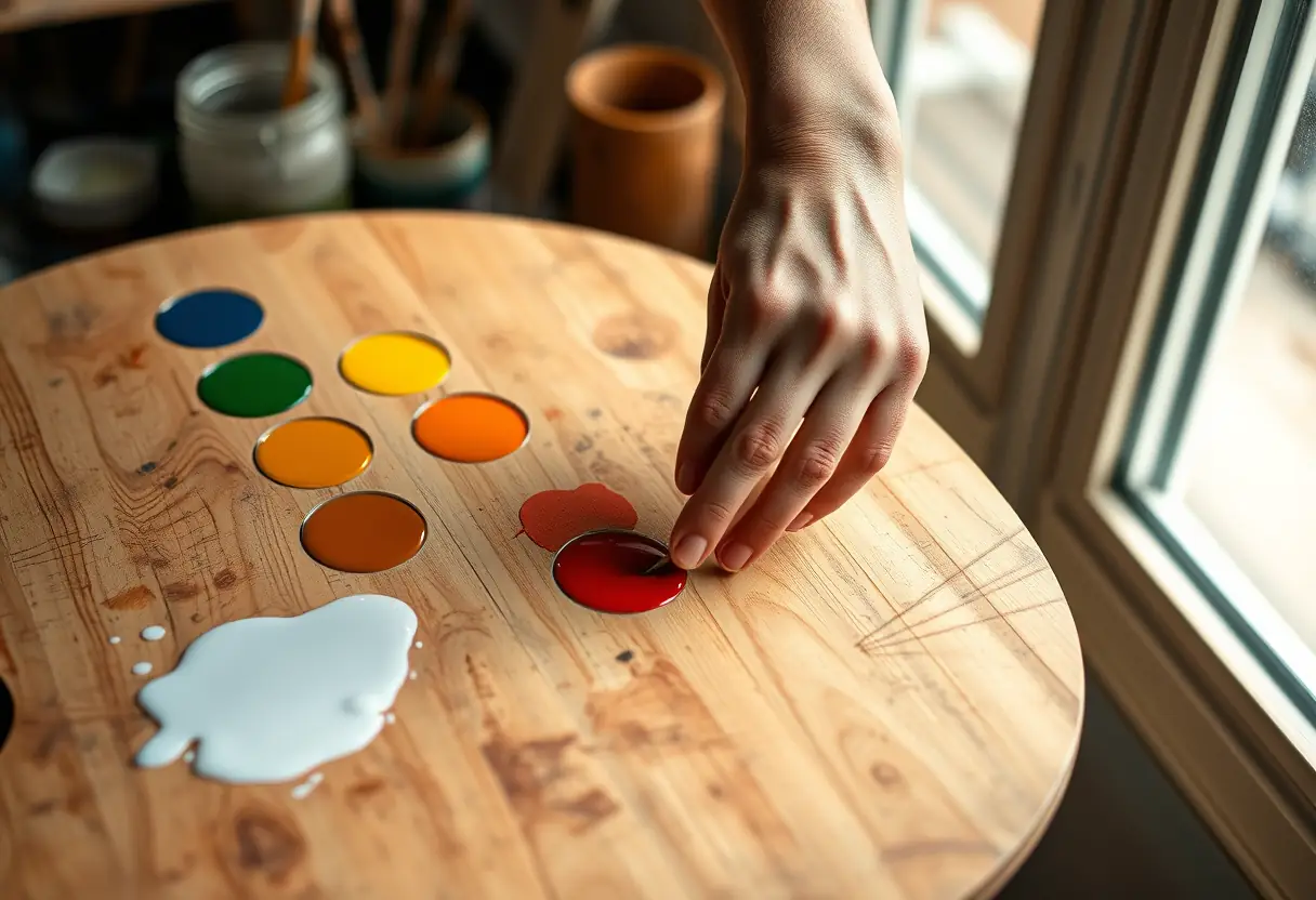 Palette de peintre avec des couleurs vives