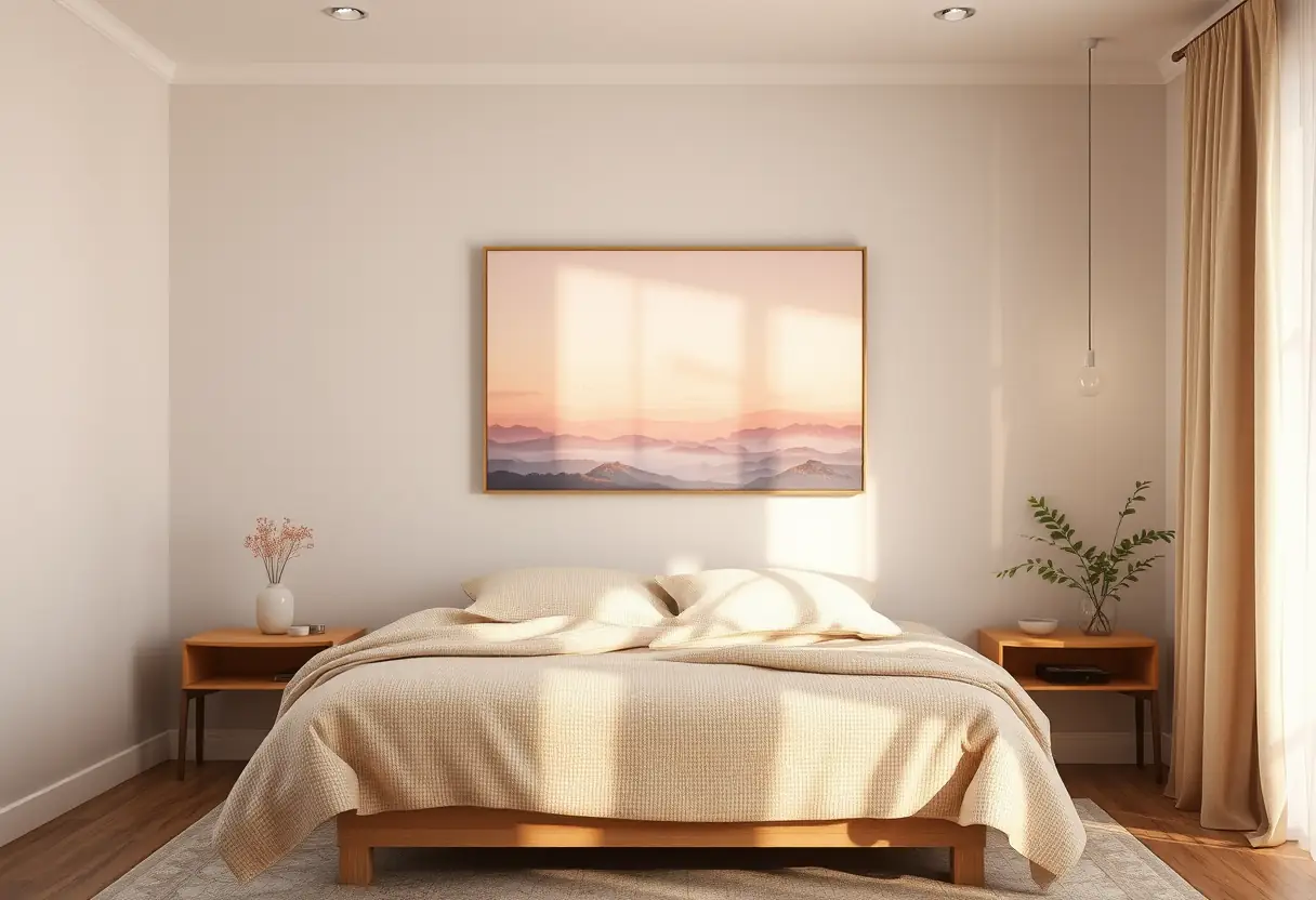 Paysage doux et apaisant dans une chambre à coucher