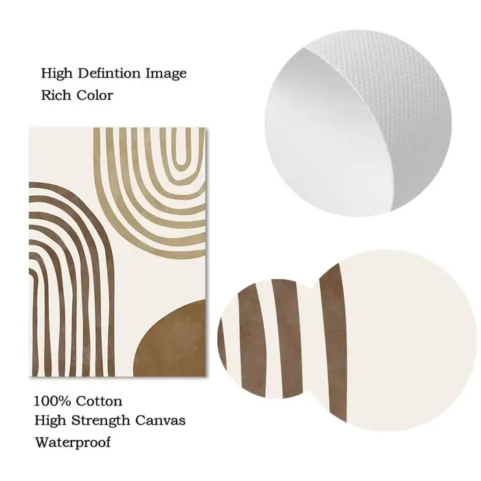 Affiche Murale Style Boho Abstraite Beige Marron