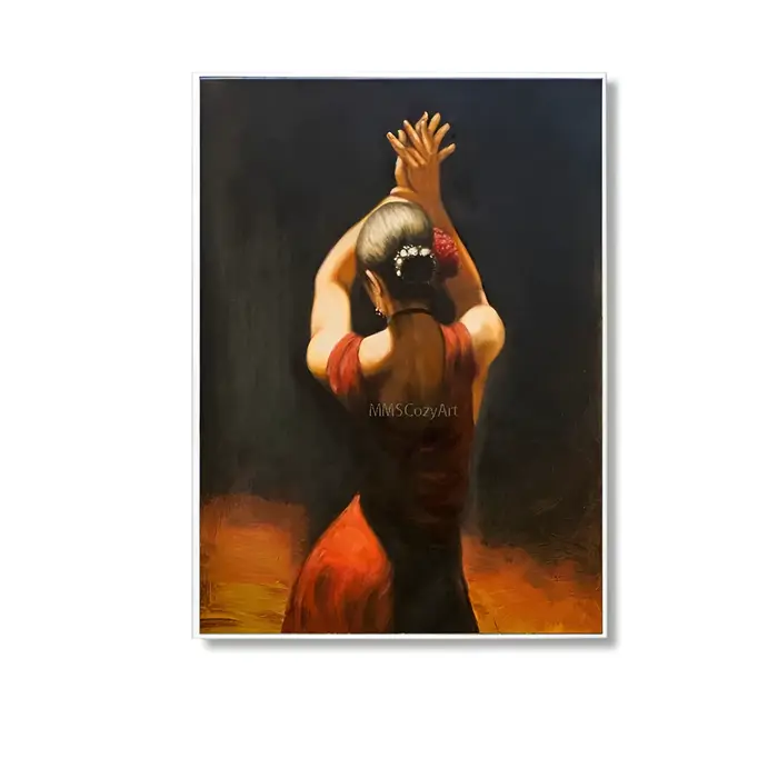 Peintures sur toile suspendues pour hôtel, peinture de danseuse de salon, peinture à l'huile de femm
