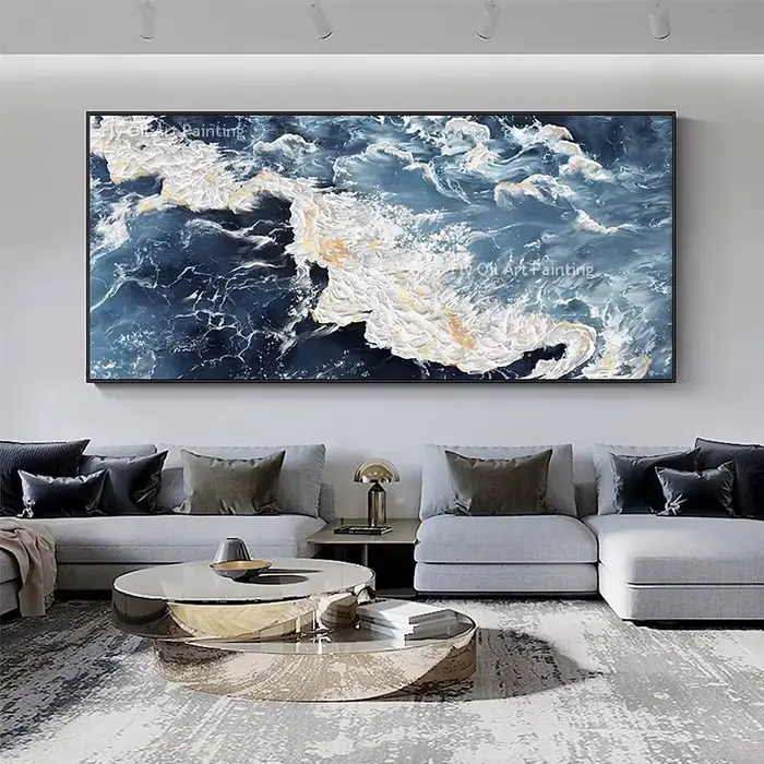 Peinture à l'huile de plage de mer peinte à la main