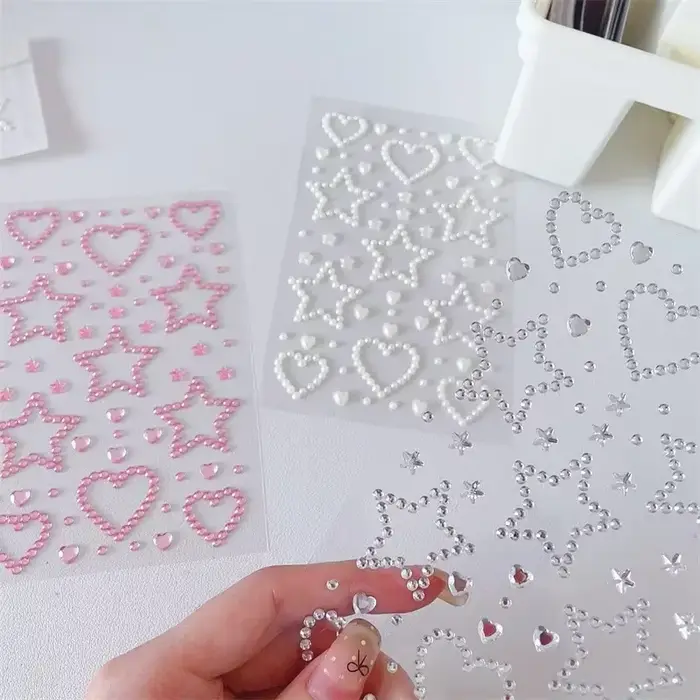 Autocollants 3D étoile coeur cristal pour enfants