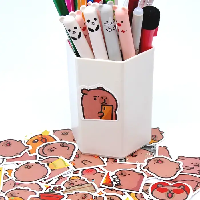10/50/100 pièces Capybaras autocollants dessin animé mignon décalcomanies jouet papeterie guitare téléphone vélo ordinateur portable bagages voiture Graffiti enfants autocollant