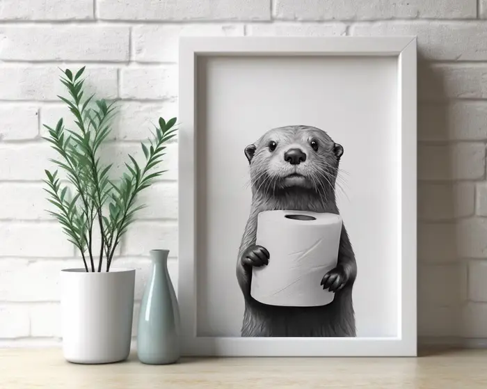 Affiche de loutre, affiche de salle de bain d'animal