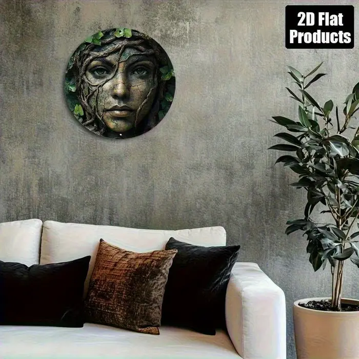 1 décoration murale vintage - Présentant un motif de visage féminin naturel et de feuilles