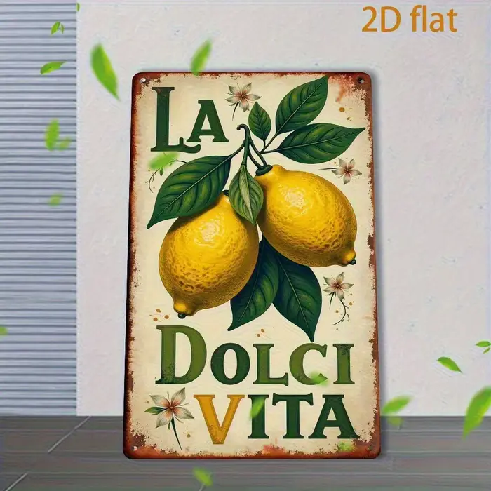 Plaque en métal HD La Dolci Vita Citron, Affiche rétro en métal, Décoration murale classique italien