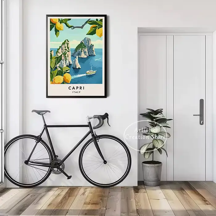Aquarelle italie voyage villes italiennes côte Amalfi Alberobello Capri Tour affiche esthétique toile mur Art photos décor à la maison