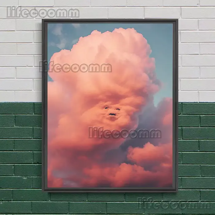 Yeux dans les nuages, peinture sur toile d'art mural fantaisie abstraite, soyez regardé par les nuages, affiche d'art gothique imprimée, décoration de la maison