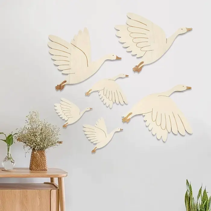 Décoration murale d'oiseaux en bois, décoration d'intérieur, art moderne pour salon, cuisine, balcon