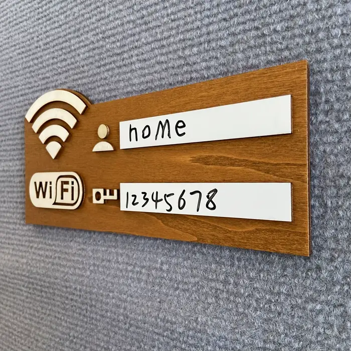 1 plaque rustique en bois pour mot de passe Wi-Fi, indicateur de réseau sans fil vintage à fixer au mur, accessoire de décoration polyvalent pour la maison