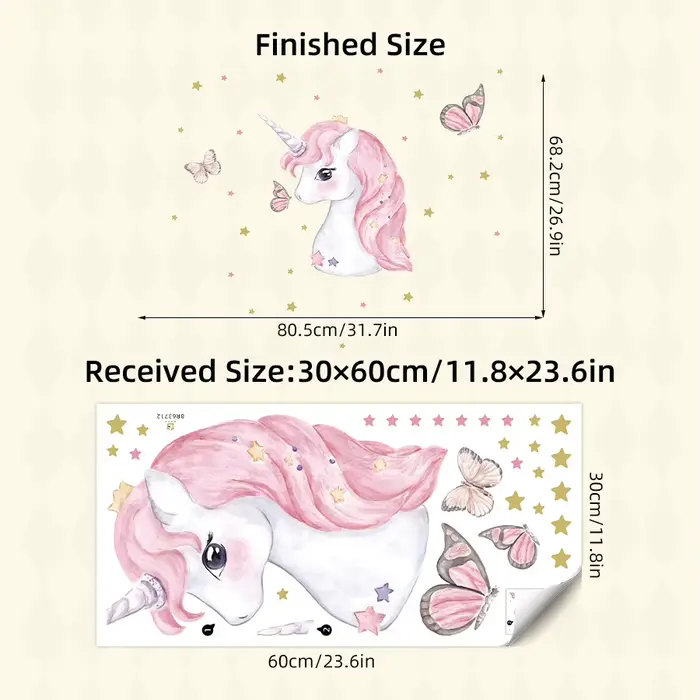 Autocollant mural licorne mignon pour chambre d'enfant, décoration de chambre de bébé, décoration au