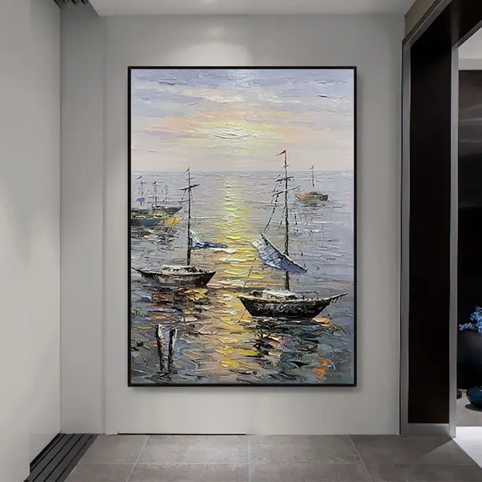 Grande peinture sur toile de paysage marin
