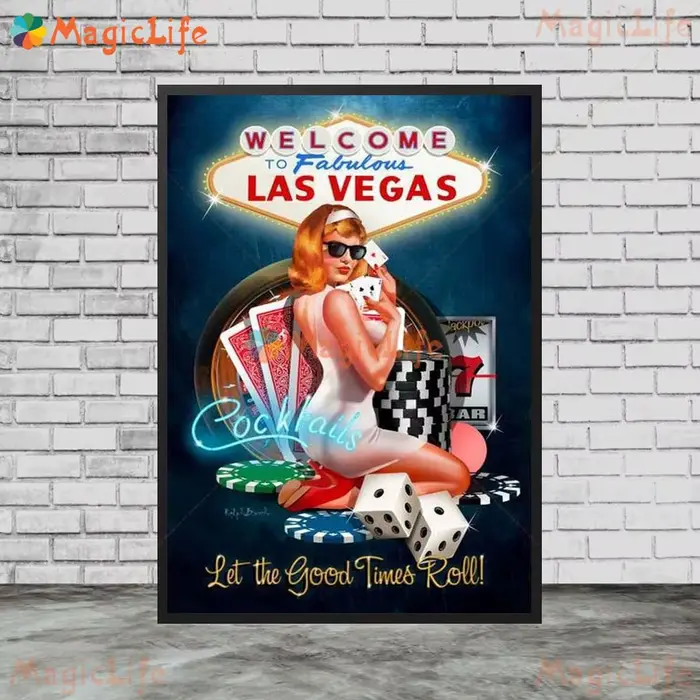 Las Vegas Casino paysage motel cartes à jouer affiche nordique mur Art toile peinture mur photos pour salon décor sans cadre