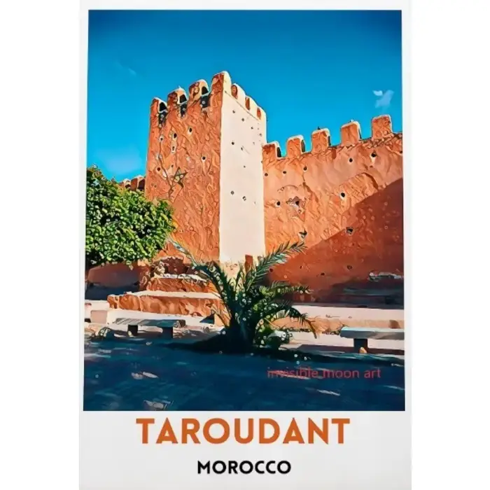 Affiche d'art de voyage marocain Casablanca Marrakesh Fes