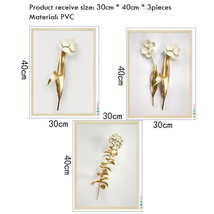 Faux cadre 3D or blanc fleur autocollant Mural salon canapé fond décoration papier peint pour chambre décor amovible