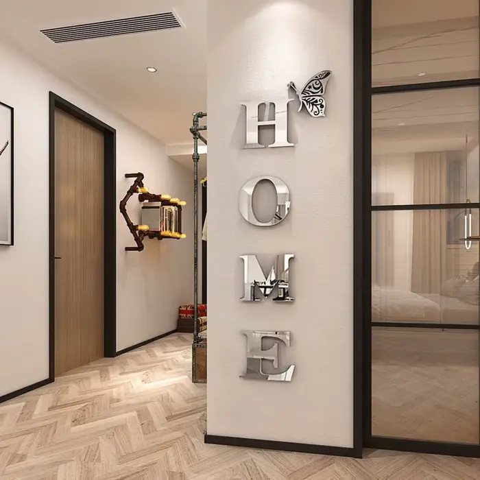 Autocollant mural miroir 3D avec Logo de maison