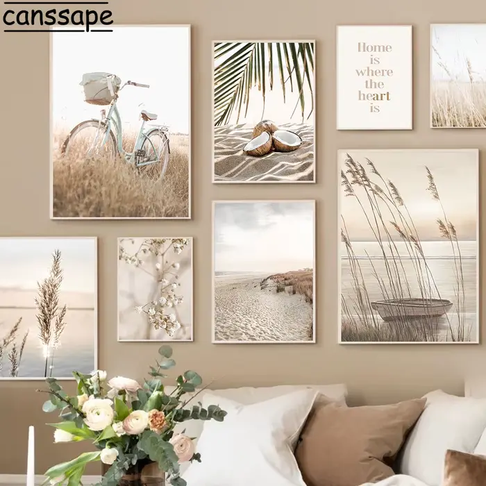 Beige Reed Pampa Toile Peinture