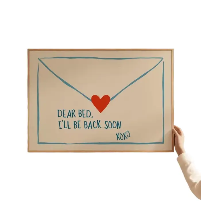 Impression sur toile moderne « Dear Bed Be Back Soon »