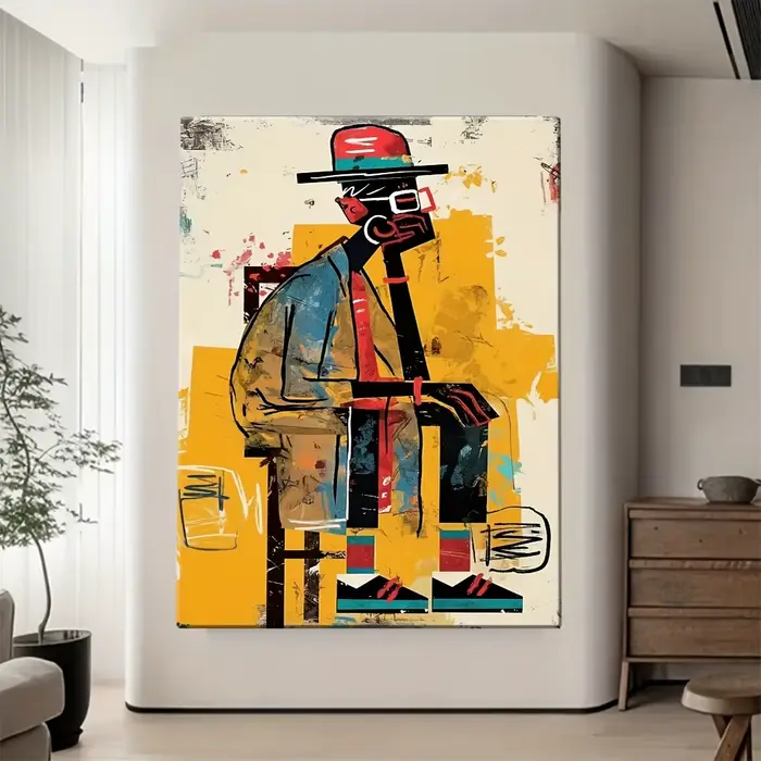 Affiches abstraites modernes d'homme africain et figurine imprimée