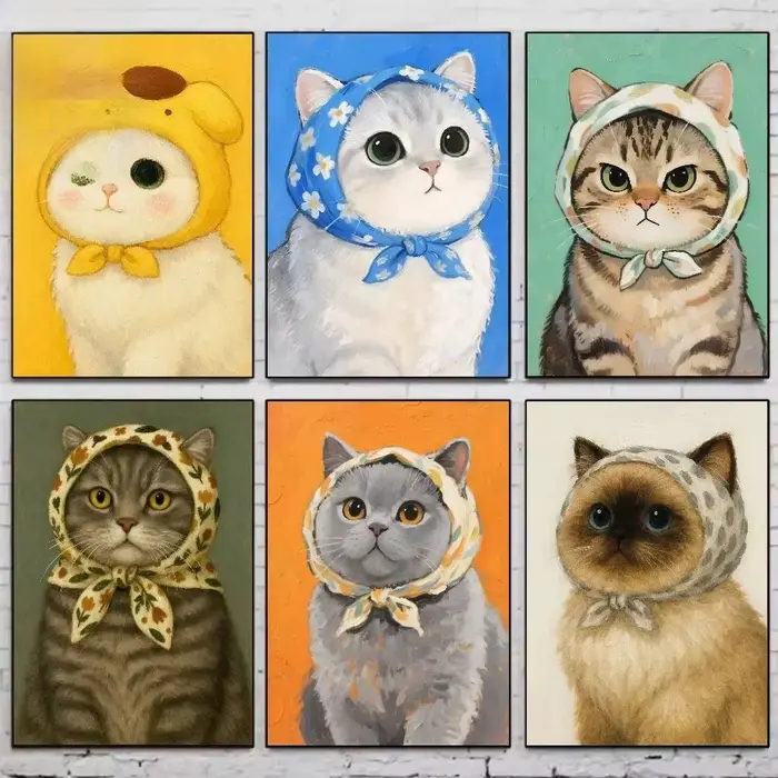 Peinture à l'huile par numéros de chat portant un Turban