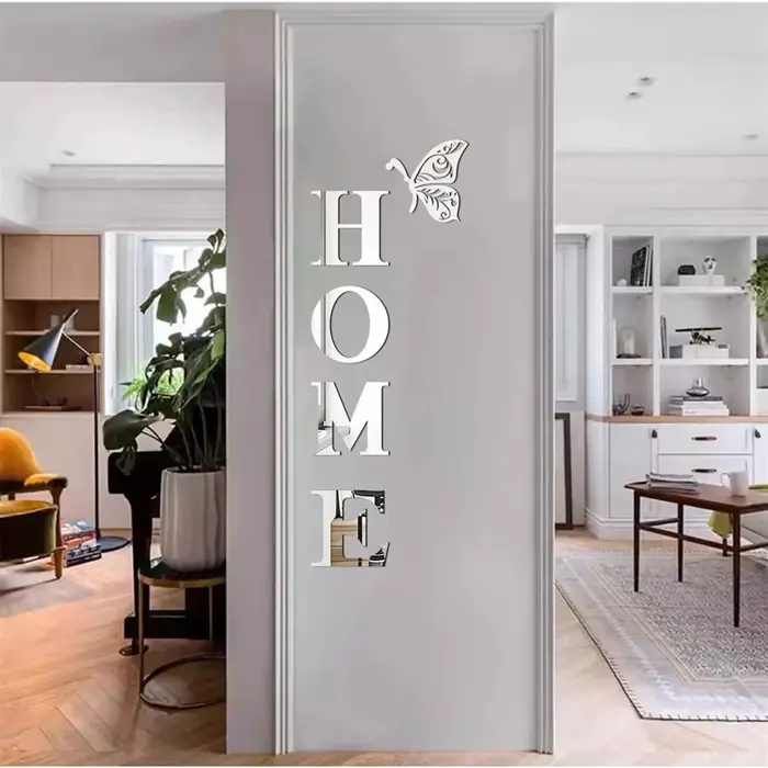 Autocollant mural miroir 3D avec Logo de maison