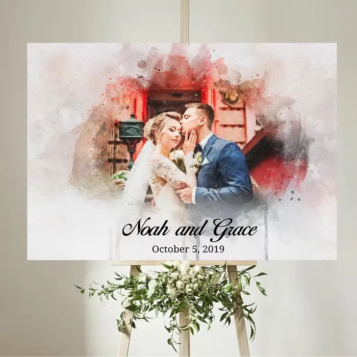 Affiche de portrait de couple d'interconnexion unique