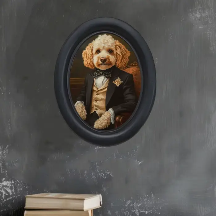 1 morceau de peintures murales décoratives de chien pour costumes rétro d'Halloween - Art mural décoratif ovale en bois