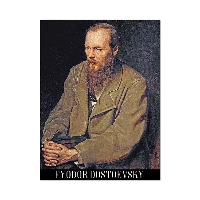 Peinture à l'huile de portrait russe sur toile, Ampa er Fyodor Dostoyevski, impression d'art vintage
