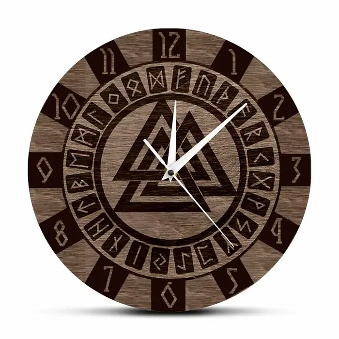 Horloge murale nordique Valknut, symbole et Runes, Design moderne, amulette à motif celtique, décora