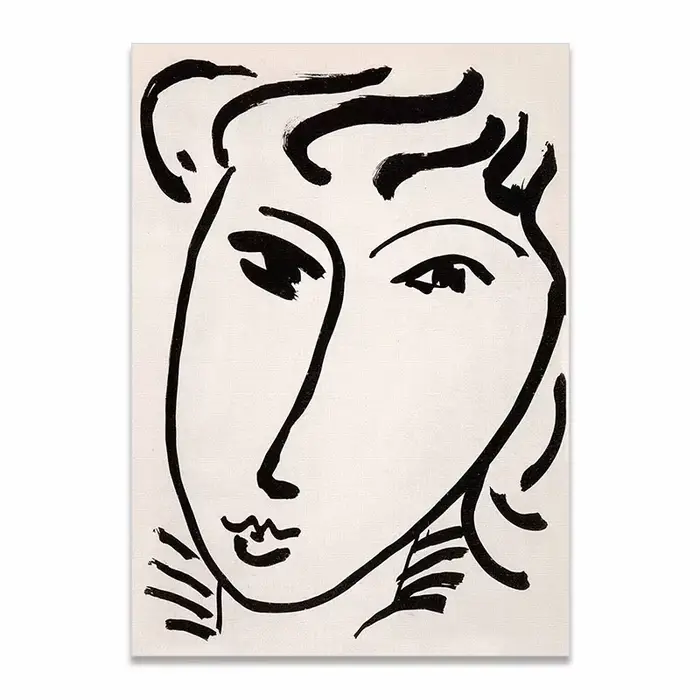 Toile sans cadre, style scandinave, simple, abstrait, noir et blanc, Matisse, Bohême, impression sur