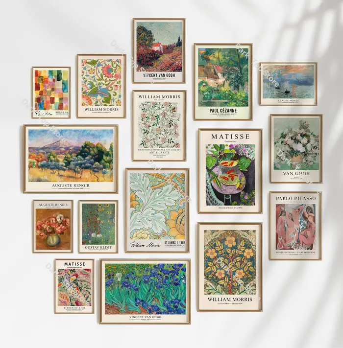 Galerie éclectique Arts muraux vert Vintage