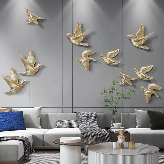 Décoration murale en forme d'oiseau tridimensionnel de style européen