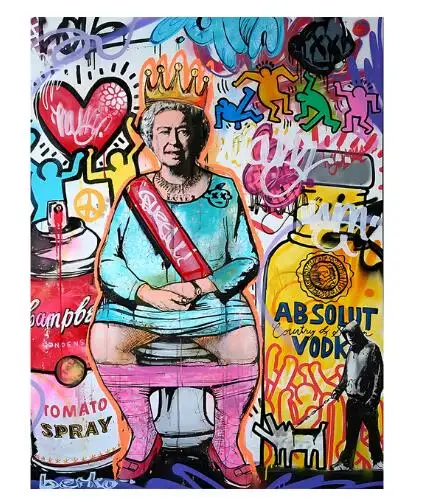 Art mural abstrait moderne, portrait amusant, impression sur toile, affiche, graffiti Banksy, art mu